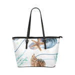 Women's Shoulder Bag, Leather Tote Sea Shell Beach - Large / White